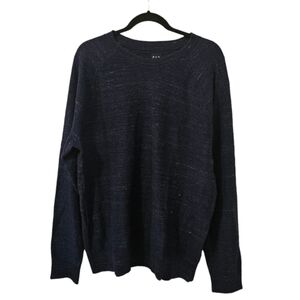 Blue and White GAP Men's Slub Crewneck Sweater